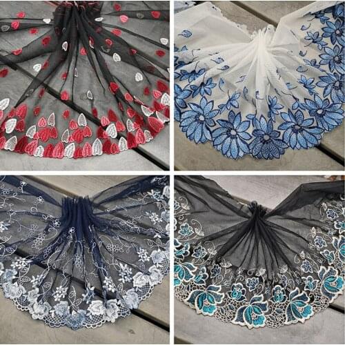 Free Shipment 1 Meter Handmade DIY Clothing Accessories Red Blue Embroidery Lace Fabric Curtains Sofa Lace Trim Accessories 20cm