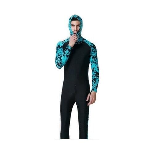 SBART Adults Long Sleeve Hooded Floral Diving Suit Full Body Swimwear Lycra Surf Wetsuits Snokling Surfing Beach Bathing Suit