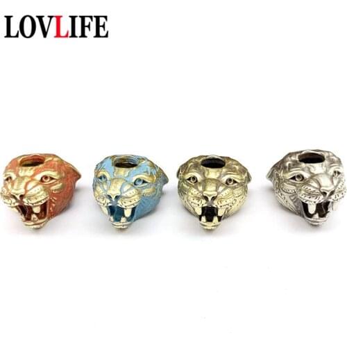 Brass Sharp Teeth Tiger Head Knife Beads Pendant EDC Outdoor Lanyard Hanging Jewelry Dagger Accessory DIY Umbrella Rope Keychain