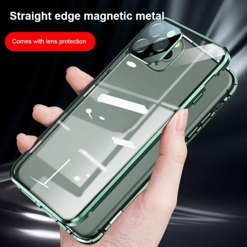 New 360 Magnetic Adsorption Metal Case For IPhone 11 Double-Sided Glass Case Magnet Cover Luxury Tempered Glass Back Case