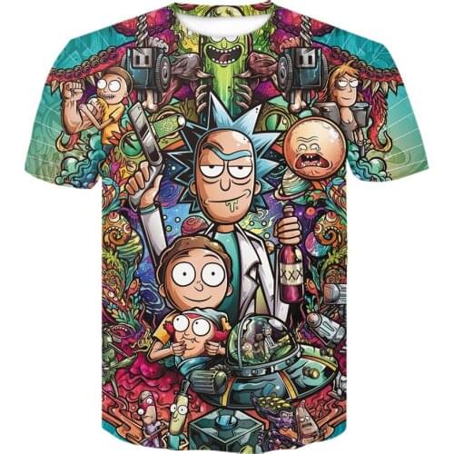 2021 fashion summer Men Clothing Cartoon Rick Printed Short Sleeve anime T-shirts 3d Print Breathable Casual T shirt Funny Tees