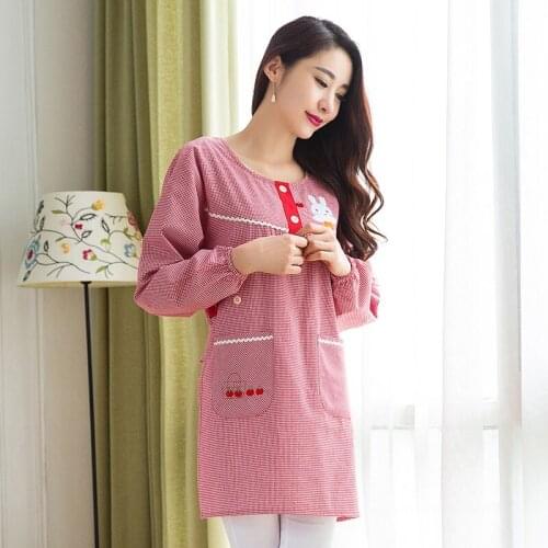 Korean fashion cute apron waterproof and oil-proof custom long-sleeved overalls home kitchen waist overalls women