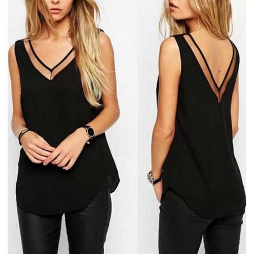 Fashion Chiffon Slim Loose V-Neck Sleeveless Vest Shirt Blouse Tops For Women Girls AIC88