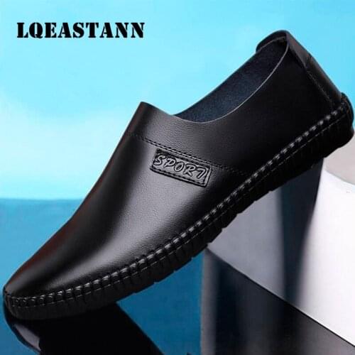 LQEASTANN Summer Mens Casual Shoes PU Leather Non-Slip Outdoor Mens Driving Shoes Loafers Fashion Flat Moccasin Shoes Size 44