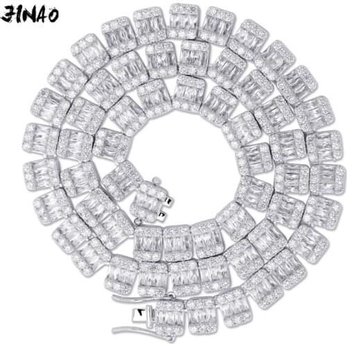 JINAO 10mm Mens jewelry tennis Necklace Gold Silver Color Iced Out Cubic Zirconia Bling Hip hop Jewelry Necklaces Gifts