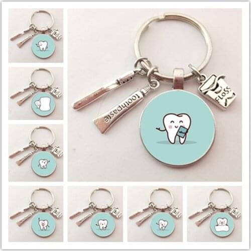 2020 New Dentist Dental Glass Keychain Dental Assistant Gift Dental Care Keychain