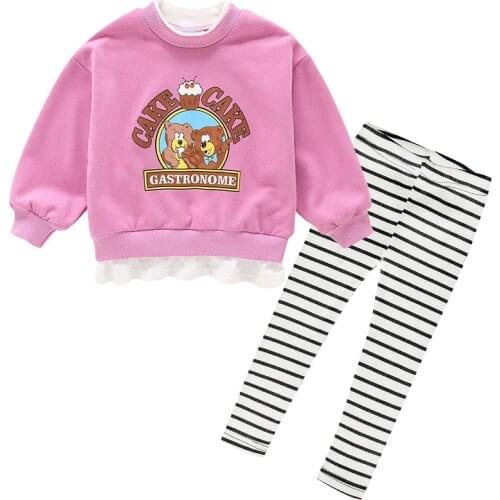 New 2021 Spring Autumn Baby Girl Tops Pants Suits Two Piece Sets Cute Fashion Cake Long Sleeve Pullover