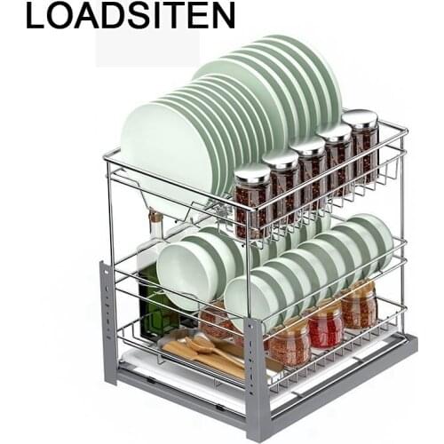 Para Organizar Despensa Gabinete Mutfak Malzemeleri Pantry Stainless Steel Cozinha Cuisine Organizer Kitchen Cabinet Basket