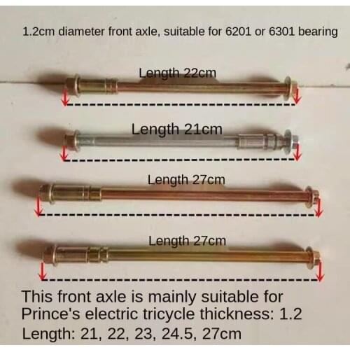 10/12/15mm For Electric Tricycle Front Wheel Front Axle Princes Electric Car Front Wheel Special Axle Front Axle Motorcycle
