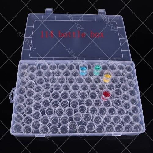 114 Bottles Box Transparent Container Case Diamond Painting Accessories Diamond Embroidery Beads Storage Box Organizer Tools