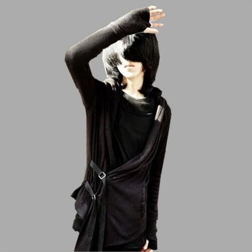 S-5xl 2021 New Men Korean Non-mainstream Fashion Casual Irregular Coat Hoodies Plus Size Sweatshirts Singer Costumes