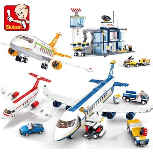 Avion Technical Cargo Plane Airport Airplane Model Building Block Playmobil Figures City Brinquedos Educational Kid Toys Classic