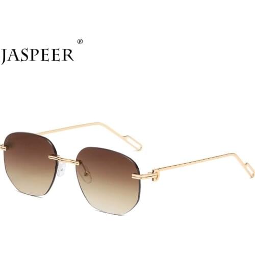 JASPEER Irregular Men Rimless Sunglasses Luxury Brand Designer Square Sun Glasses Women Gradient Shades Frameless UV400 Eyewear