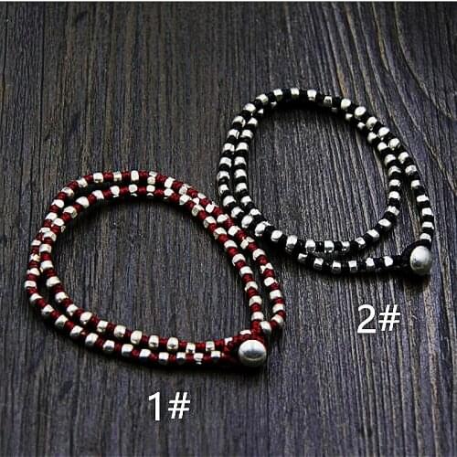 Thai silver hand-woven wax rope necklace for woman S925 pure silver national wind clavicle chain female necklace women necklace