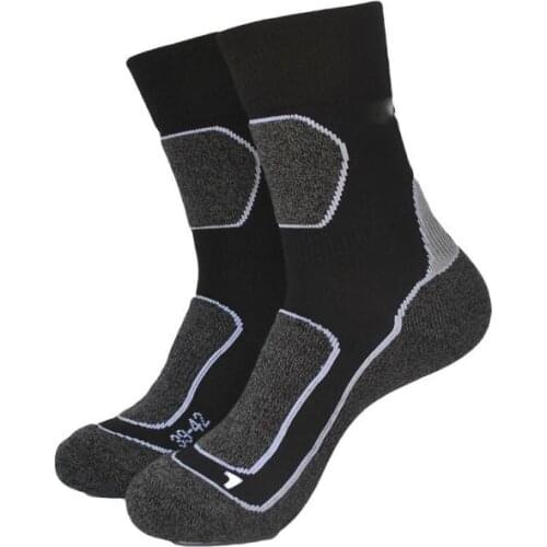 OUT-218 Outdoor Sports Winter Merino Wool Thick Trekking Socks Black&Gray Color Crew Socks