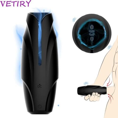 VETIRY 10 Speed Penis Pump Vibrator Aircraft Cup Adult Endurance Exercise Sex Toys for Men Male Masturbator Penis Delay Trainer