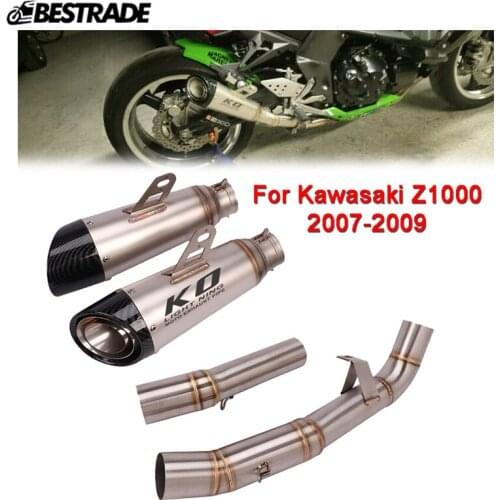 For Kawasaki Z1000 2007 2008 2009 Slip on Motorcycle System Mid Link Pipe Escape 51mm Exhaust Mufflers Tube Left & Right Side