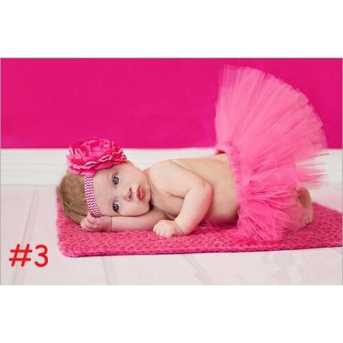 NEW 7 Colors Newborn Tutu Skirt With Matching Flower Headband Newborn Photo Props Baby tutu Girl Fluffy Pettiskirt