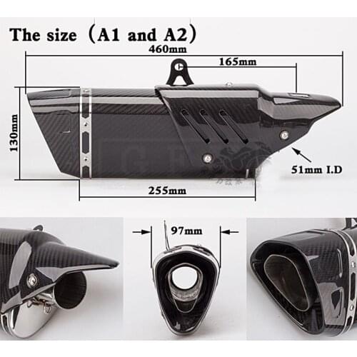 Z 900 Motorcycle Carbon Fiber Exhaust Pipe With Heat shield Escape Pot Silencer Universal For MT 07 R1 R3 R6 CB 1300 CBR1000RR
