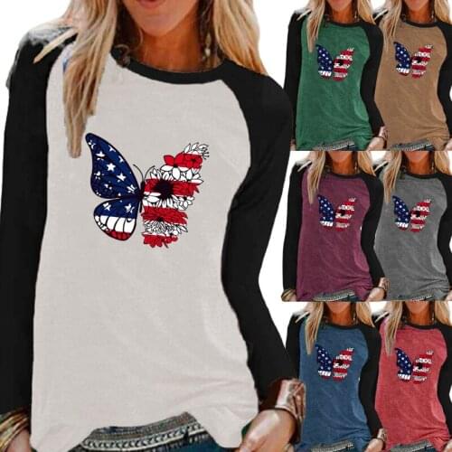 Autumn and Winter the New Women Fashion Printing Clothing Graphic Tee Raglan Long Sleeve Round Neck Loose Casual Shirt XS-5XL