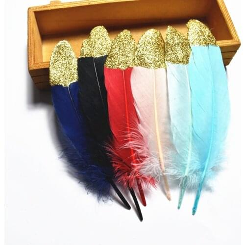 20Pcs/Lot Spray Gold Silver Goose Feathers 15-20cm6-8" Gold Feathers for Crafts Pheasant Feathers DIY Plumas Carnaval Decoration