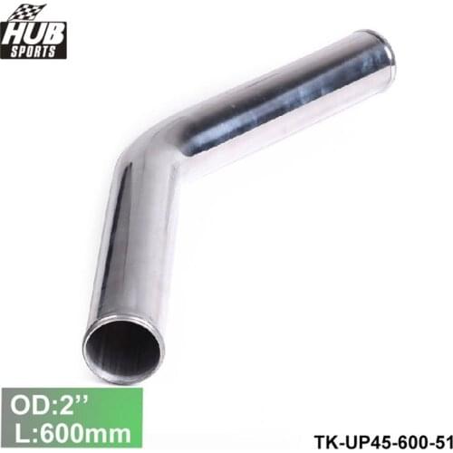 2pcs/unit 51mm 2"OD Out/Inlet Aluminum 45' Turbo/Intake/Intercooler Elbow Piping L:600mm For Toyota verso 2011 HU-UP45-600-51