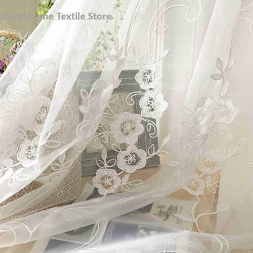 2021 New Fabric Curtains White Milk Silk Embroidered Tulle Thickening Luxury Curtains for Living Room Bedroom Study Room