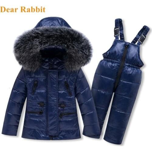 2021 Winter Children Ski Snow Suit Warm Clothing Set down Jacket Overalls toddler Boy baby girl Clothes Kids thin Outerwear coat