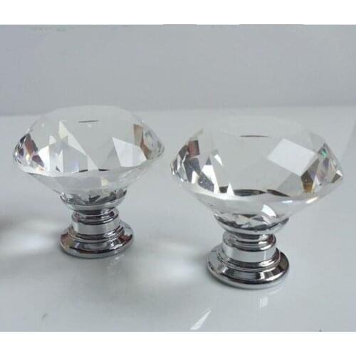 40mm 30mm transparent rhinestone drawer cabinet knob pull glass crystal dresser door handle knob modern fashion furniture knob