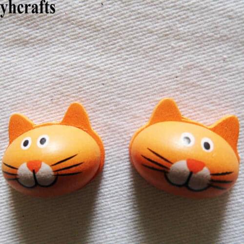 5PCS/LOT.3D cat wood stickers Wall Fridge stickers Plant garden decoration Kindergarten ornament Animal learning Wholesale OEM