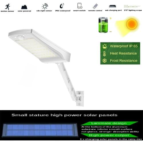 56 LED Outdoor Solar Light Street Wall Lamp Waterproof For Gardens flood remote control Three Modes Motion Sensor