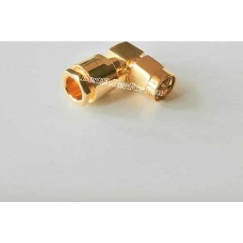 5x SMA male right angle clamp For RG58 RG142 LMR195 RG400 Cable RF connector Golden New