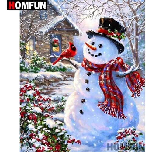 HOMFUN 5D DIY Diamond Painting Full Square/Round Drill "Snowman bird" 3D Embroidery Cross Stitch gift Home Decor A01416