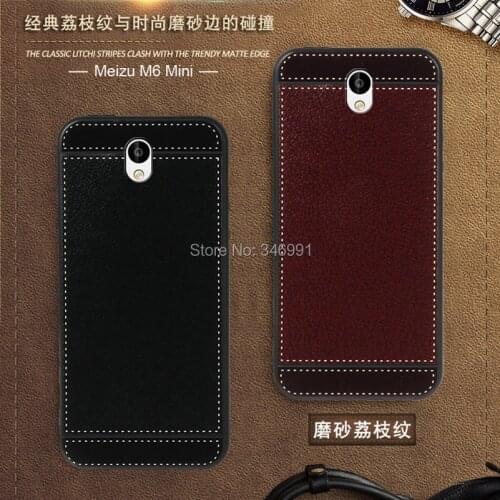 Smile Case for Meizu M6 Mini Case leather 5.2 inch Soft Black silicone Classic litchi stripes Funda for Cover Meizu M6 Capa TPU