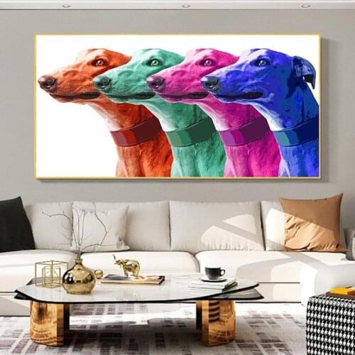 Colorful Greyhound Animal Galgo Pop Art Canvas Painting Art Poster Prints Oil Painting Wall Art Picture Decor Cuadros