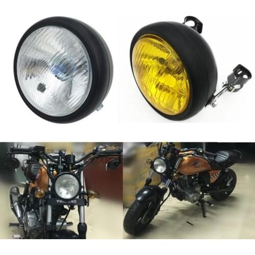 Motorcycle Headlight Metal Front Motorcycle Side Mount Headlight Fits for Cafe Racer Bobber Cruiser CG GN 125
