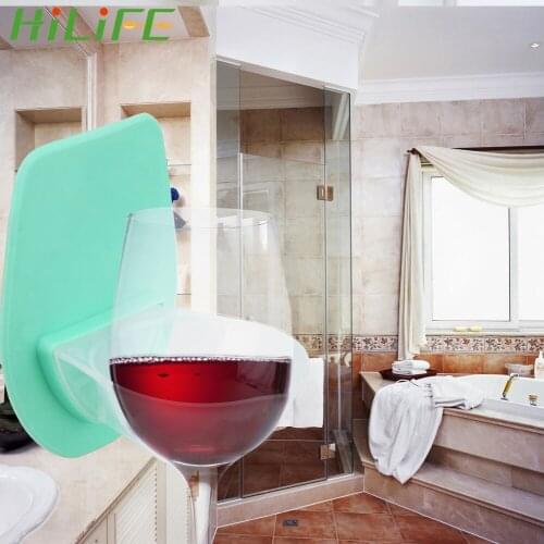 HILIFE Strong Paste Self-adhensive Red Wine Glass Storage Rack Plastic Wine Glass Holder For The Bath Shower