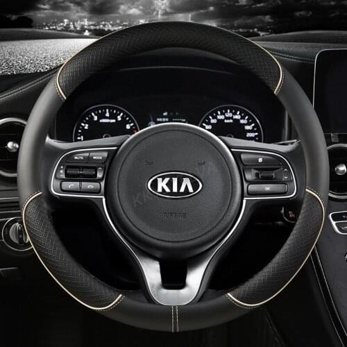 Leather Sport Car Steering Wheel Cover for Kia K2 K3 K4 K5 K3S KX1 KX3 KX5 KX7 Rio Soul Auto Accessories