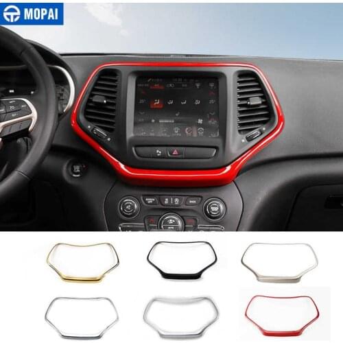MOPAI ABS Car Interior Dashboard Navigation GPS Panel Decoration Frame Cover Stickers for Jeep Cherokee 2014 Up Car Styling
