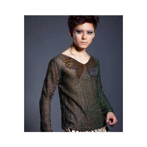 Golden Butterfly Singer stage rock Long sleeve tshirt men clothing t-shirt men fashion brand mens jacket t shirt Customizable