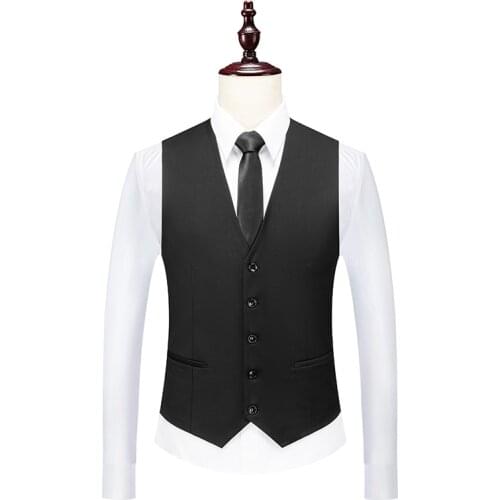 Men Vests Business Party Prom Daily Life Work Office Wedding Groom Banquet Fashion Classic Slim Waistcoats Black Gray Navy Blue