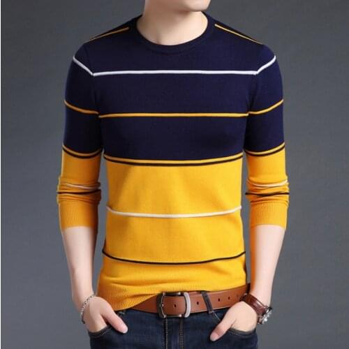 New Brand Fashion Sweater Mens Pullover Striped Slim Fit Jumpers Knitred Woolen Spring Autumn Korean Style Casual Men Clothes