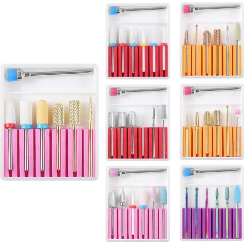 7pcs/set Ceramic Diamond Nail Drill Mix Bits Set Milling Cutter for Manicure Electric Machine Pedicure Burr Nail Art Accessories