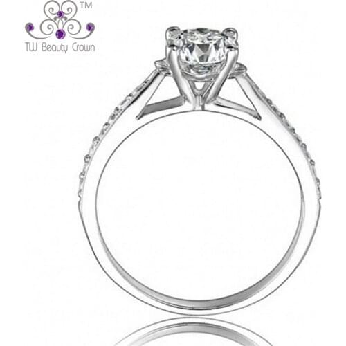 Good Quality Real 925 Sterling Silver Micro Inlay Clear Crystal Cubic Zirconia Wedding Ring For Women Anniversary Gifts