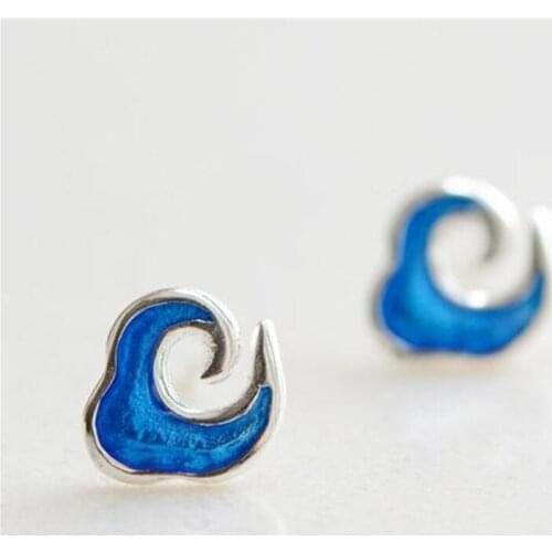 New Beautiful Creative Personality Fashion 925 Sterling Silver Jewelry Auspicious Clouds Women Epoxy Stud Earrings SE573