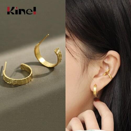 Kinel NEW Real 925 Sterling Silver Creative Handmade Design Fine Jewelry 18K Gold Earrings Korea Bijoux Free Delivery