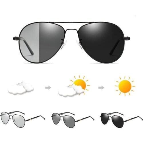 Fashion Photochromic Sunglasses Men Women Chameleon Polarized Pilot Sun Glasses Anti-glare Driving Eyeglasses UV400