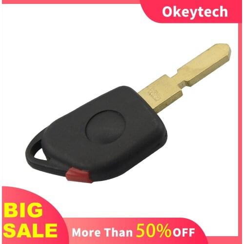OkeyTech One Button Remote Car Key Shell for Peugeot For Citroen With Red Plug Uncut 406 Blade Transponder Case Cover Fob