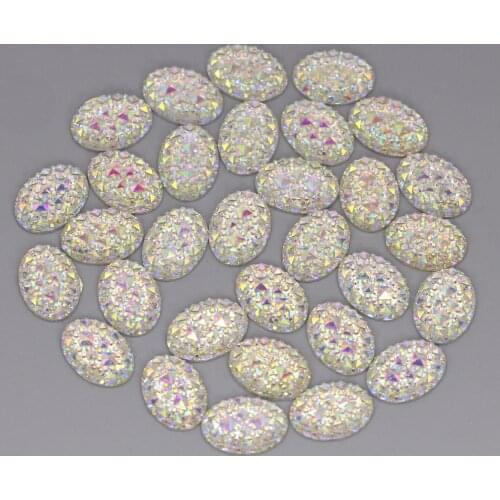 Oval Shape Resin Rhinestones Silver Base Strass AB Rhinestones Crystal AB Flatback Stones For DIY Clothes Garment Accessories