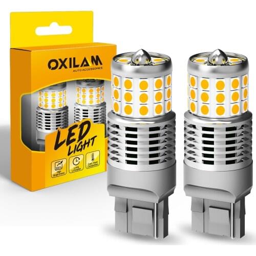 OXILAM 2Pcs T20 LED No Hyper Flash WY21W W21W 7440 LED Bulb Canbus Error Free Signal Lamp 3020 SMD Car Lights 1500K Amber Yellow